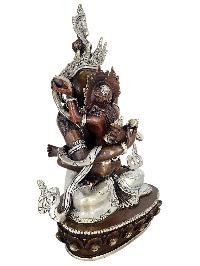 Vajradhara Primordial Buddha Shakti Yab Yum Statue Copper With Silver And Chocolate Oxidized Finish