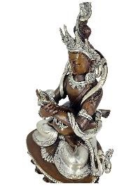 Vajradhara Primordial Buddha Shakti Yab Yum Statue Copper With Silver And Chocolate Oxidized Finish
