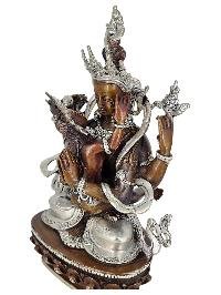 Chenrezig Compassion Buddha Shakti Yab Yum Statue Copper With Silver And Chocolate Oxidized Finish