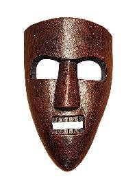 Handmade Wooden Mask, [tribal Mask], Tibetan Style With [traditional Color], [poplar Wood]