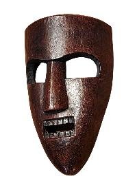 Handmade Wooden Mask, [tribal Mask], Tibetan Style With [traditional Color], [poplar Wood]