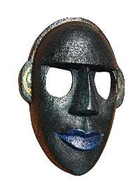 Handmade Wooden Mask, [tribal Mask], Tibetan Style With [traditional Color], [poplar Wood]
