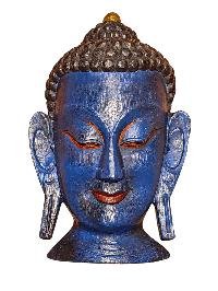 Handmade Wooden Mask, [buddha], Tibetan Style With [traditional Color], [poplar Wood]