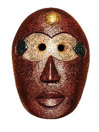 Handmade Wooden Mask, [tribal Mask], Tibetan Style With [traditional Color], [poplar Wood]