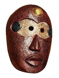 Handmade Wooden Mask, [tribal Mask], Tibetan Style With [traditional Color], [poplar Wood]