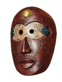 Handmade Wooden Mask, [tribal Mask], Tibetan Style With [traditional Color], [poplar Wood]