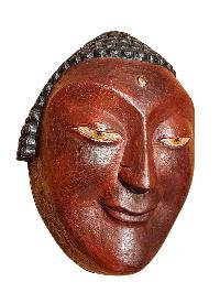 Handmade Wooden Mask, [tribal Mask], Tibetan Style With [traditional Color], [poplar Wood]