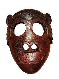 Handmade Wooden Mask, [monkey], Tibetan Style With [traditional Color], [poplar Wood]