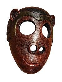 Handmade Wooden Mask, [monkey], Tibetan Style With [traditional Color], [poplar Wood]