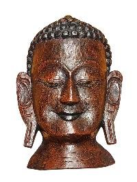 Handmade Wooden Mask, [buddha], Tibetan Style With [traditional Color], [poplar Wood]