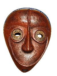 Handmade Wooden Mask, [tribal Mask], Tibetan Style With [traditional Color], [poplar Wood]
