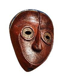 Handmade Wooden Mask, [tribal Mask], Tibetan Style With [traditional Color], [poplar Wood]