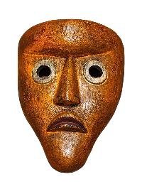 Handmade Wooden Mask, [tribal Mask], Tibetan Style With [traditional Color], [poplar Wood]