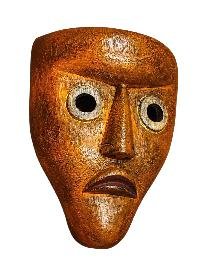 Handmade Wooden Mask, [tribal Mask], Tibetan Style With [traditional Color], [poplar Wood]