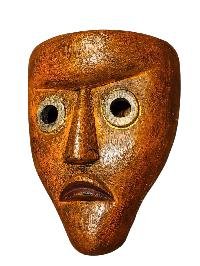 Handmade Wooden Mask, [tribal Mask], Tibetan Style With [traditional Color], [poplar Wood]