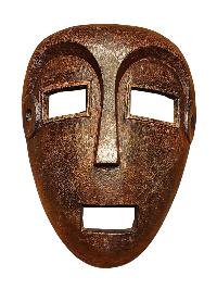 Handmade Wooden Mask, [tribal Mask], Tibetan Style With [traditional Color], [poplar Wood]