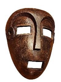 Handmade Wooden Mask, [tribal Mask], Tibetan Style With [traditional Color], [poplar Wood]