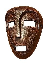 Handmade Wooden Mask, [tribal Mask], Tibetan Style With [traditional Color], [poplar Wood]