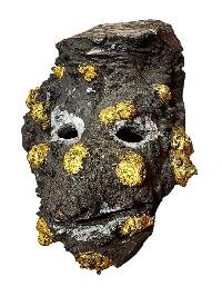 Handmade Wooden Mask, [mushroom], Tibetan Style With [traditional Color], [poplar Wood]