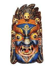 Handmade Wooden Mask, [bhairav], [mahakala] Tibetan Style With [traditional Color], [poplar Wood]