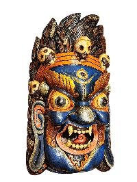 Handmade Wooden Mask, [bhairav], [mahakala] Tibetan Style With [traditional Color], [poplar Wood]