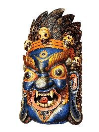 Handmade Wooden Mask, [bhairav], [mahakala] Tibetan Style With [traditional Color], [poplar Wood]