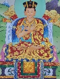 [karmapa] Tibetan Buddhist Lineage Master Thangka Painting With Traditional Detailing