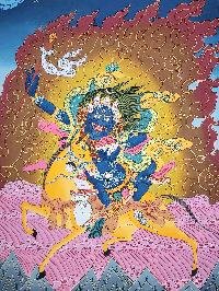 [palden Lhamo] Wrathful Female Protector Tibetan Thangka Painting With Sacred Symbolism