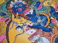 [palden Lhamo] Wrathful Female Protector Tibetan Thangka Painting With Sacred Symbolism