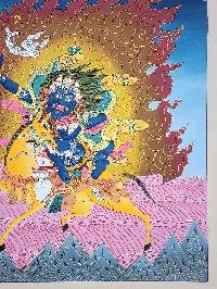 [palden Lhamo] Wrathful Female Protector Tibetan Thangka Painting With Sacred Symbolism