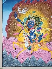 [palden Lhamo] Wrathful Female Protector Tibetan Thangka Painting With Sacred Symbolism