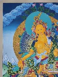 thumb1-Green Tara Tibetan Buddhist Female Deity Thangka Painting With Healing Symbolism