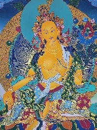 thumb5-Green Tara Tibetan Buddhist Female Deity Thangka Painting With Healing Symbolism