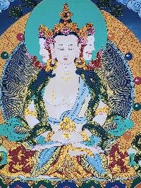 thumb5-Maha Vairocana Tibetan Buddhist Cosmic Buddha Thangka Painting With Spiritual Detailing