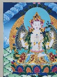 thumb2-Chenrezig Avalokiteshvara Tibetan Buddhist Thangka Painting With Compassion Symbolism