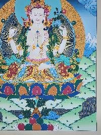 thumb4-Chenrezig Avalokiteshvara Tibetan Buddhist Thangka Painting With Compassion Symbolism