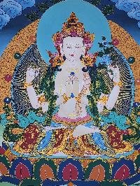 thumb5-Chenrezig Avalokiteshvara Tibetan Buddhist Thangka Painting With Compassion Symbolism