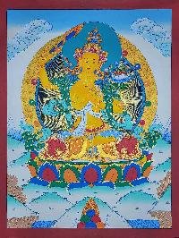 thumb1-Manjushri Tibetan Buddhist Wisdom Deity Thangka Painting With Fine Art Detailing