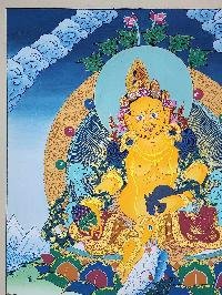 thumb1-Yellow Jambhala Tibetan Buddhist Wealth Deity Thangka Painting With Rich Detailing