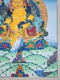 thumb3-Yellow Jambhala Tibetan Buddhist Wealth Deity Thangka Painting With Rich Detailing