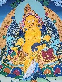 thumb5-Yellow Jambhala Tibetan Buddhist Wealth Deity Thangka Painting With Rich Detailing