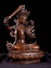 [manjushri] Handmade Nepali Buddhist Statue, [chocolate Oxidized Finish]