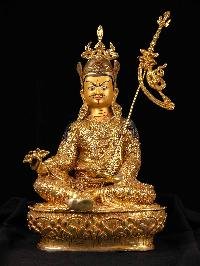 [padmasambhava Set] Handmade Nepali Buddhist Statue, [full Gold Plated], [face Painted]