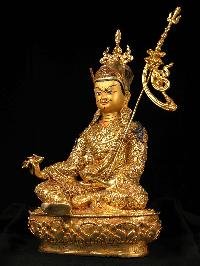 [padmasambhava Set] Handmade Nepali Buddhist Statue, [full Gold Plated], [face Painted]