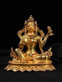 [padmasambhava Set] Handmade Nepali Buddhist Statue, [full Gold Plated], [face Painted]