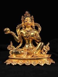 [padmasambhava Set] Handmade Nepali Buddhist Statue, [full Gold Plated], [face Painted]