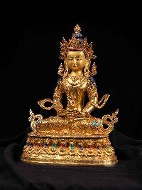 [aparimita] Handmade Nepali Buddhist Statue, [full Gold Plated], [stone Setting
], [face Painted]