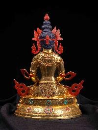 [aparimita] Handmade Nepali Buddhist Statue, [full Gold Plated], [stone Setting
], [face Painted]