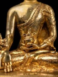 [medicine Buddha] Handmade Nepali Buddhist Statue, [full Gold Plated], [face Painted]
