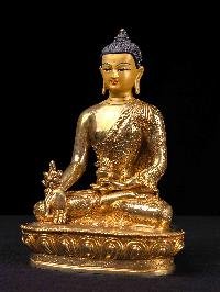 [medicine Buddha] Handmade Nepali Buddhist Statue, [full Gold Plated], [face Painted]